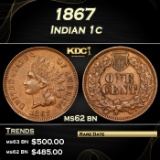 1867 Indian Cent 1c Grades ms62 bn