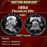 1954 Proof Franklin Half Dollar 50c pr67+ dcam SEGS