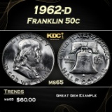 1962-d Franklin Half Dollar 50c Grades ms65