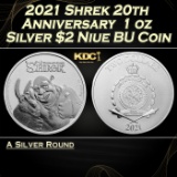 2021 Shrek 20th Anniversary  1 oz Silver $2 Niue BU Coin Round