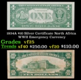 1934A $10 Silver Certificate North Africa WWII Emergency Currency Grades vf+