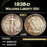 1938-d Walking Liberty Half Dollar 50c Grades au55