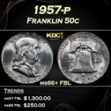 1957-p Franklin Half Dollar 50c ms66+ FBL SEGS