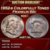 1952-s Franklin Half Dollar Colorfully Toned 50c ms67 fbl USCG