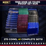 1968-2008 40 Years Proof Set Run - 273 Coins, 41 Complete Sets