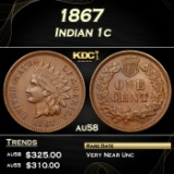 1867 Indian Cent 1c Grades au58