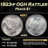 PCGS 1923-p Peace Dollar OGH Rattler $1 ms62 PCGS