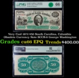 Very Cool 1872 $50 South Carolina, Columbia Obsolete Currency Note SCCR-8 George Washington cu66 EPQ