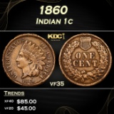 1860 Indian Cent 1c Grades vf35