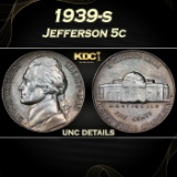 1939-s Jefferson Nickel 5c Grades unc details
