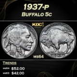 1937-p Buffalo Nickel 5c Grades ms64