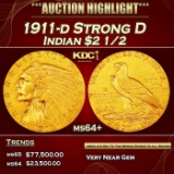 1911-d Strong D Gold Indian Quarter Eagle $2 1/2 ms64+ SEGS
