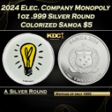 2024 Eletric Company Monopoly 1oz .999 Silver Round Colorized Samoa Round