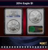 NGC 2014 Silver Eagle Dollar Early Releases $1 ms70 NGC