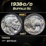 1938-d/d Buffalo Nickel 5c ms67 SEGS