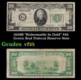 1928B $20 Green Seal Federal Reserve Note 