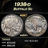 1938-d Buffalo Nickel 5c Grades ms64+