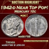 1942-d Mercury Dime Near Top Pop! 10c ms68 FSB SEGS