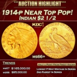 1914-p Gold Indian Quarter Eagle Near Top Pop! $2 1/2 ms66+ USCG