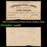 1861 Confederate States Forty Dollars Note Grades Choice AU/BU Slider