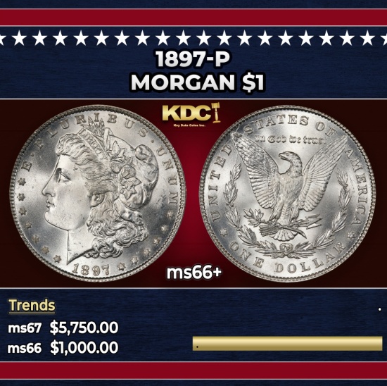 1897-p Morgan Dollar $1 ms66+ SEGS