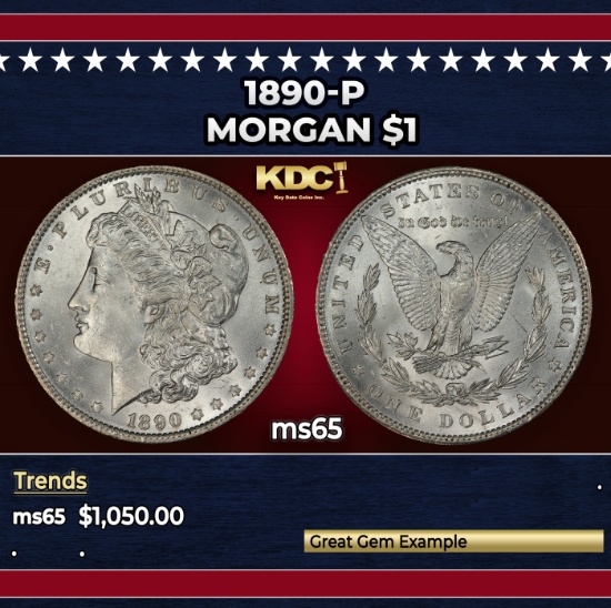 1890-p Morgan Dollar $1 ms65 SEGS