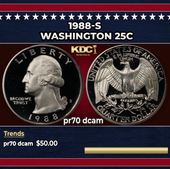 1988-s Proof Washington Quarter 25c pr70 dcam SEGS