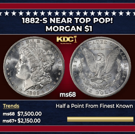 1882-s Morgan Dollar Near Top Pop! $1 ms68 SEGS