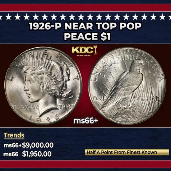 1926-p Peace Dollar Near Top Pop $1 ms66+ SEGS