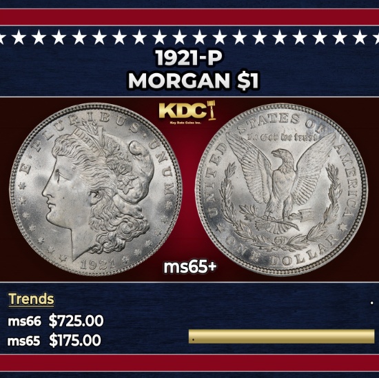 1921-p Morgan Dollar $1 Grades ms65+