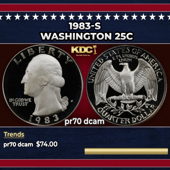 1983-s Proof Washington Quarter 25c pr70 dcam SEGS