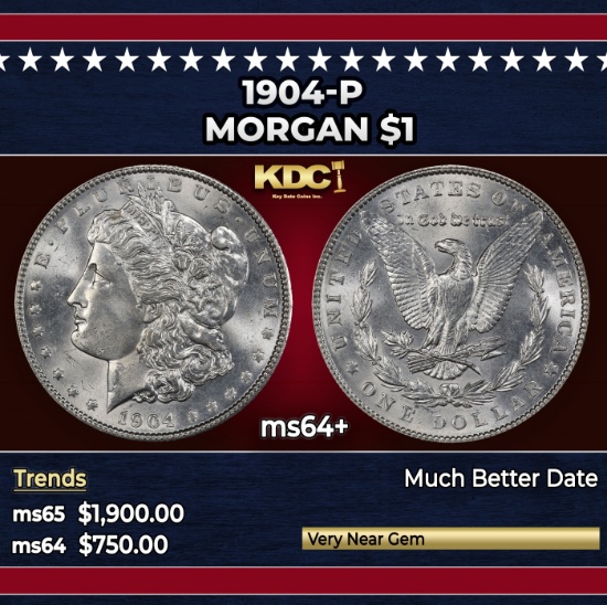 1904-p Morgan Dollar $1 Grades ms64+