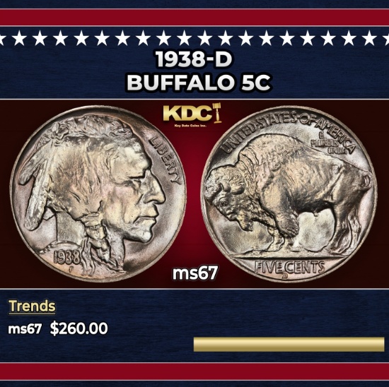1938-d Buffalo Nickel 5c ms67 SEGS