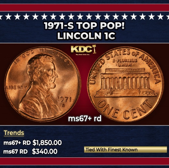 1971-s Lincoln Cent TOP POP! 1c ms67+ rd SEGS
