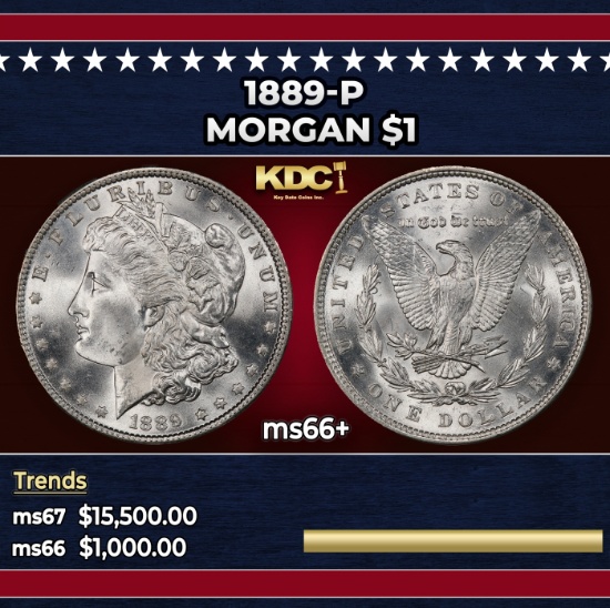 1889-p Morgan Dollar $1 ms66+ SEGS