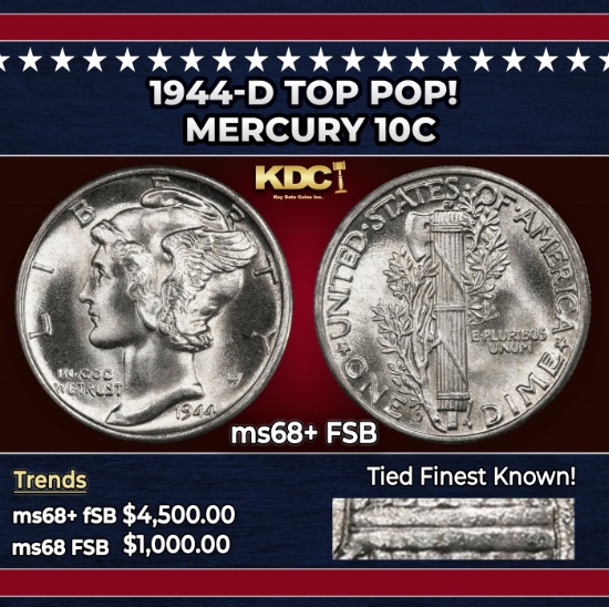 1944-d Mercury Dime TOP POP! 10c ms68+ FSB SEGS