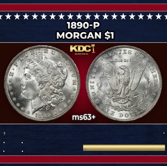 1890-p Morgan Dollar $1 Grades ms63+