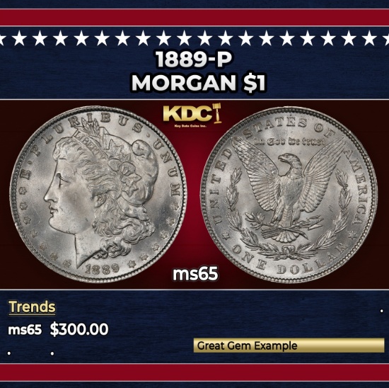 1889-p Morgan Dollar $1 Grades ms65