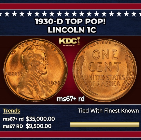 1930-d Lincoln Cent TOP POP! 1c ms67+ rd SEGS