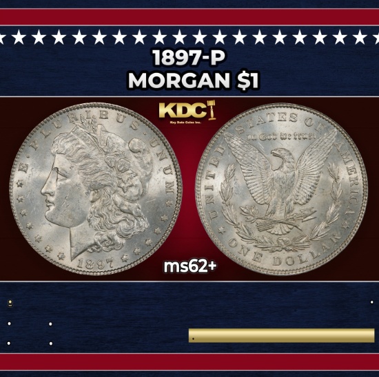 1897-p Morgan Dollar $1 Grades ms62+