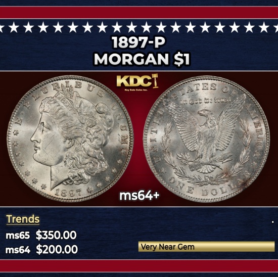 1897-p Morgan Dollar $1 Grades ms64+