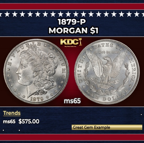 1879-p Morgan Dollar $1 Grades ms65