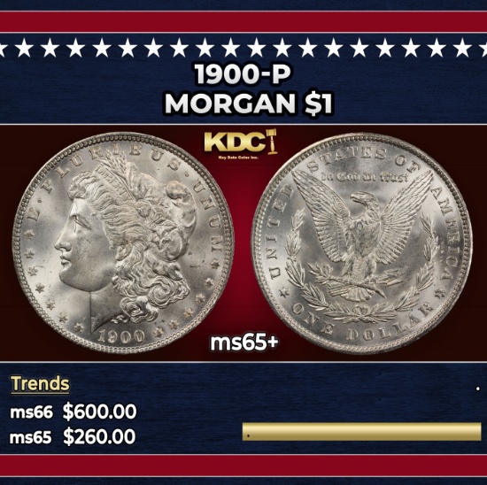 1900-p Morgan Dollar $1 Grades ms65+