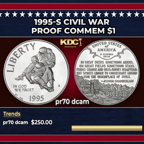 1995-S Civil War Proof Modern Commem Dollar $1 pr70 dcam SEGS