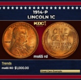 1914-p Lincoln Cent 1c ms65 rd SEGS