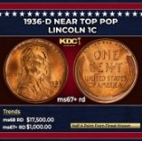 1936-d Lincoln Cent Near Top Pop 1c ms67+ rd SEGS