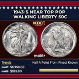 1943-s Walking Liberty Half Dollar Near Top Pop 50c ms66+ SEGS
