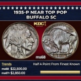 1935-p Buffalo Nickel Near Top Pop 5c ms68 SEGS