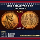 1933-p Lincoln Cent Near Top Pop 1c ms67 rd SEGS