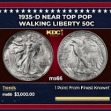 1935-d Walking Liberty Half Dollar Near Top Pop 50c ms66 SEGS